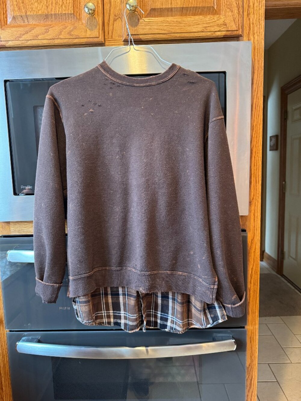 Furst of a Kind Pullover Distressed Sweatshirt Pullover Brown One Size Fits All